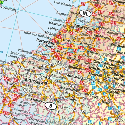 Europa. Mapa ścienna drogowa, 1:3 600 000, 120x100 cm, SwiatMap.pl