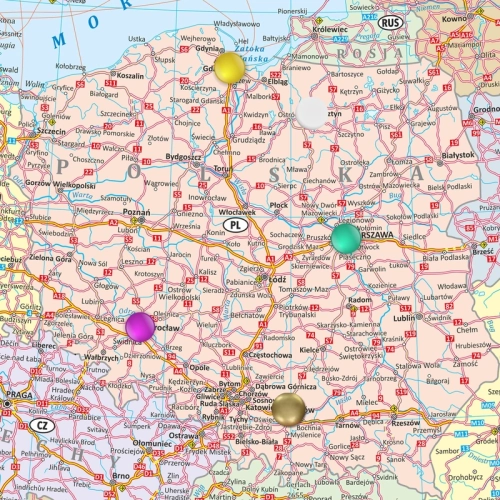 Europa. Mapa ścienna drogowa, 1:3 600 000, 120x100 cm, SwiatMap.pl