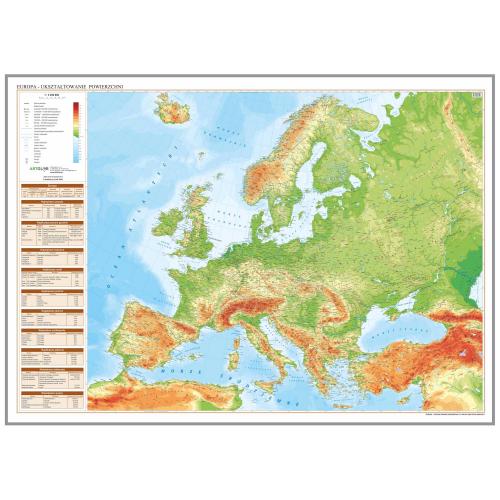 Europa. Mapa ścienna fizyczna, 1: 3 250 000, 194x143 cm, ArtGlob