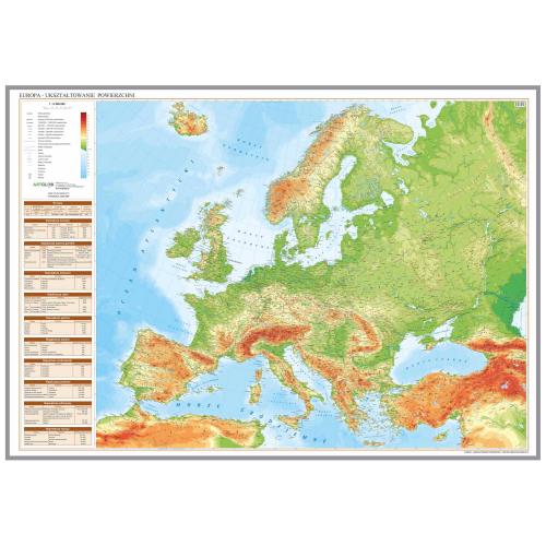 Europa mapa ścienna fizyczna 1:6 500 000, 100x70 cm, ArtGlob