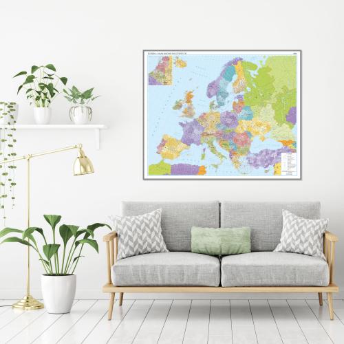 Aranż - Europa mapa ścienna kodów pocztowych 1:4 500 000, 120x100 cm, ArtGlob