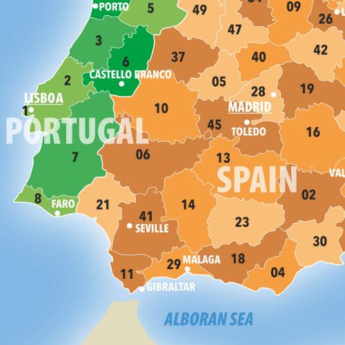 Europa mapa ścienna kody pocztowe, 100x70 cm, ArtGlob