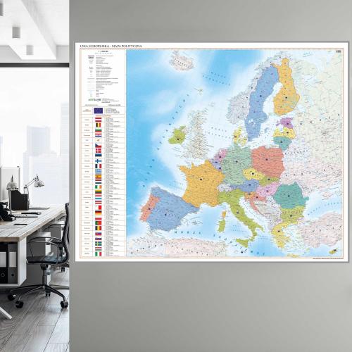Aranż- Unia Europejska mapa ścienna polityczna, 1:3 000 000, 180x143 cm, ArtGlob