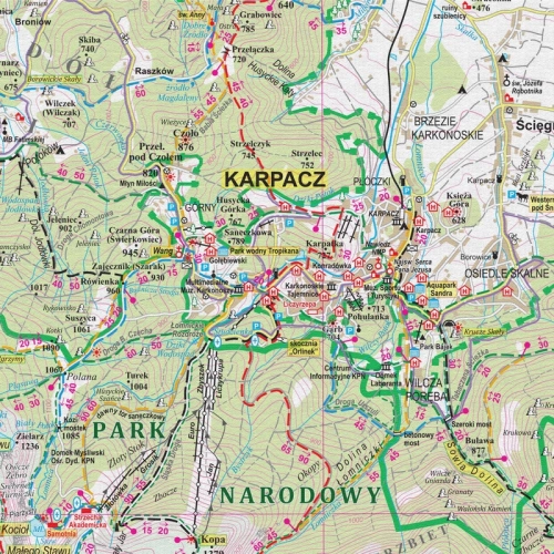 Karkonosze. Mapa ścienna na płótnie, 1:50 000, 100x70 cm, SwiatMap.pl