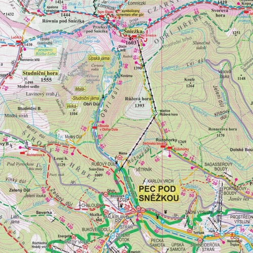 Karkonosze. Mapa ścienna na płótnie, 1:50 000, 100x70 cm, SwiatMap.pl