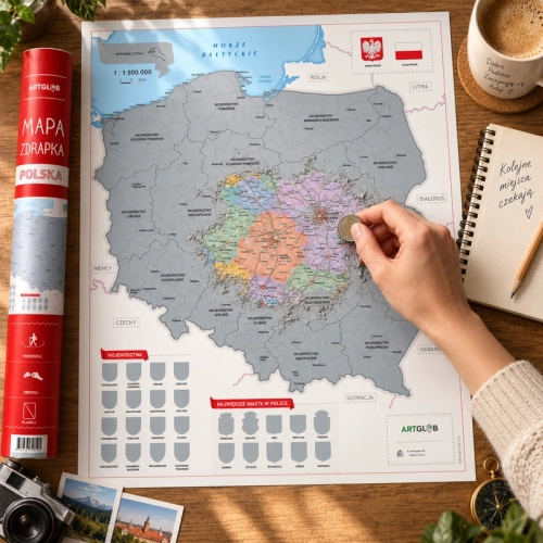/AI/ Aranż - Polska. Mapa zdrapka, 49x59 cm, SwiatMap.pl