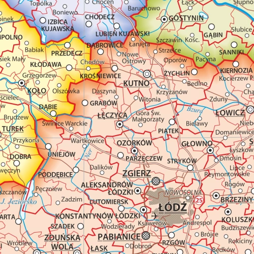 Polska administracyjna mapa ścienna - naklejka, 1:1 000 000, 100x70 cm, ArtGlob