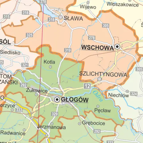 Polska mapa ścienna administracyjna 1:350 000, 205x200 cm, ArtGlob