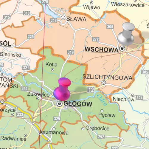 Polska mapa ścienna administracyjna 1:350 000, 205x200 cm, ArtGlob