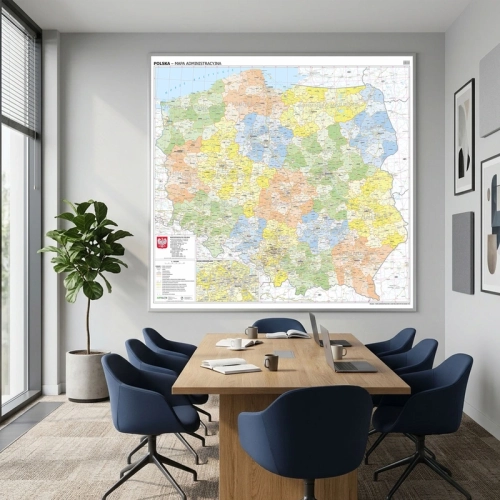 Aranż - Polska. Mapa ścienna administracyjna 1:350 000, 205x200 cm, SwiatMap.pl