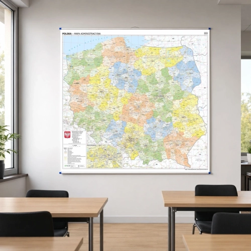 Aranż - Polska. Mapa ścienna administracyjna 1:350 000, 205x200 cm, SwiatMap.pl