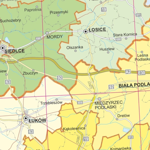 Polska. Mapa ścienna administracyjna 1:350 000, 205x200 cm, SwiatMap.pl
