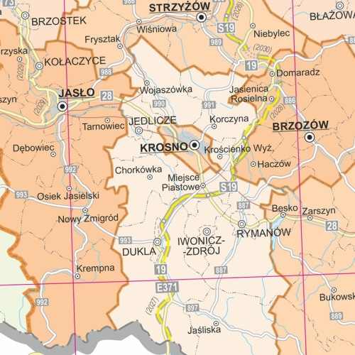 Polska. Mapa ścienna administracyjna 1:350 000, 205x200 cm, SwiatMap.pl