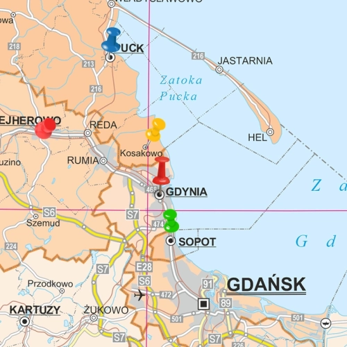 Polska. Mapa ścienna administracyjna 1:350 000, 205x200 cm, SwiatMap.pl