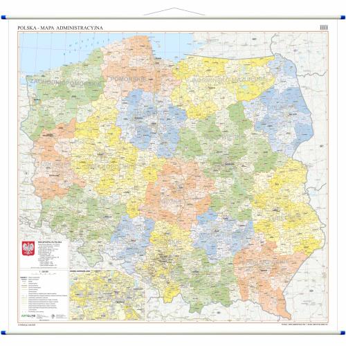 Polska mapa ścienna administracyjna 1:350 000, 205x200 cm