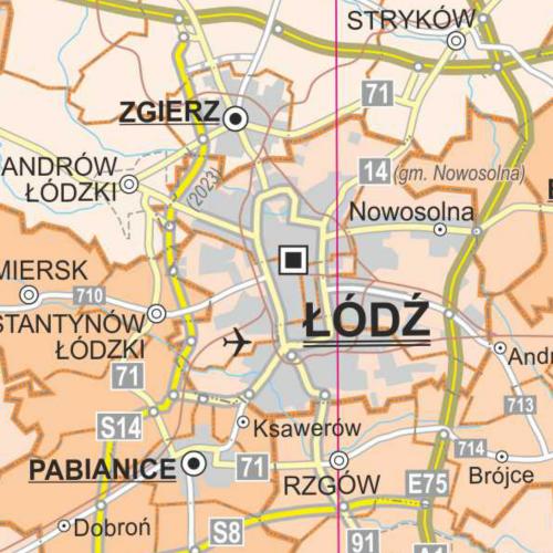 Polska mapa ścienna administracyjna 1:350 000, 205x200 cm