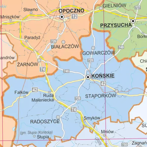 Polska mapa ścienna administracyjna 1:500 000, 145x140 cm, ArtGlob