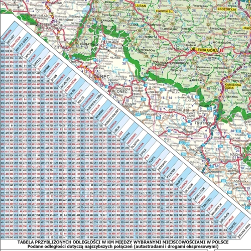 Polska mapa ścienna administracyjno-drogowa 1:350 000, 205x200 cm, SwiatMap.pl