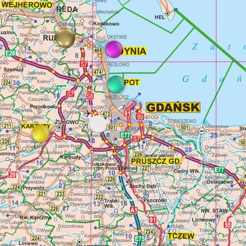Polska mapa ścienna administracyjno-drogowa 1:350 000, 205x200 cm, SwiatMap.pl