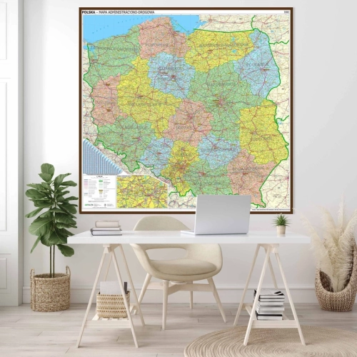 Aranż - Polska mapa ścienna administracyjno-drogowa, 1:500 000, 140x145 cm