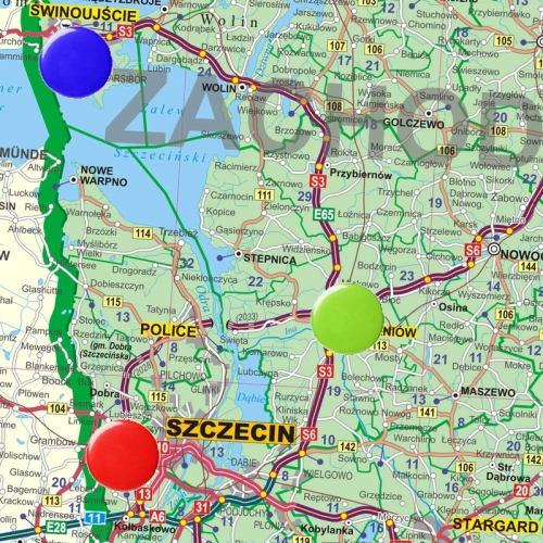 Polska mapa ścienna administracyjno-drogowa, 1:500 000, 140x145 cm - znaczniki magnetyczne