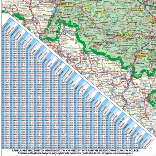 Polska mapa ścienna administracyjno-drogowa, 1:500 000, 140x145 cm - dokładna