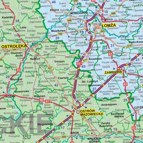 Polska mapa ścienna administracyjno-drogowa, 1:500 000, 140x145 cm - dokładna