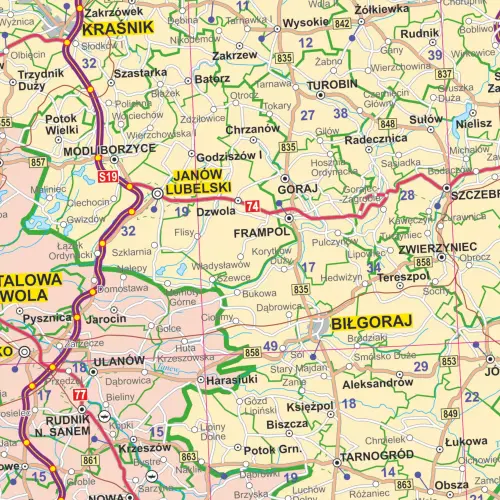 Polska adminstracyjno - drogowa mapa ścienna - naklejka 117x100 cm, 1:700 000, ArtGlob