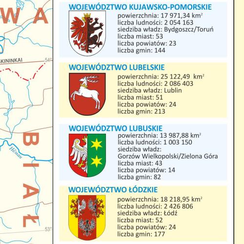 Polska mapa ścienna dwustronna fizyczno-admnistracyjna 1:1 000 000, 100x70cm, ArtGlob