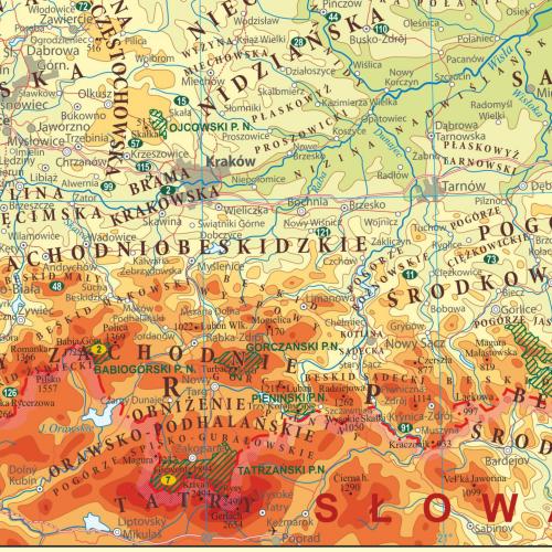 Polska mapa ścienna dwustronna fizyczno-admnistracyjna 1:1 000 000, 100x70cm, ArtGlob