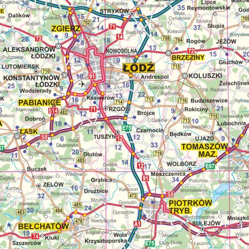 Polska drogowa mapa ścienna - naklejka 1:700 000, 117x100 cm, ArtGlob