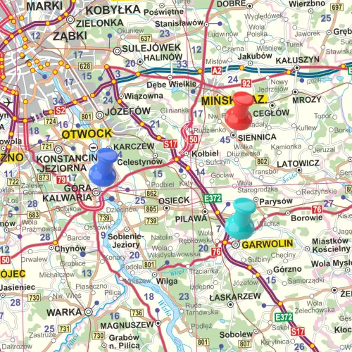 Polska mapa ścienna drogowa 1:700 000, 117x100 cm, ArtGlob