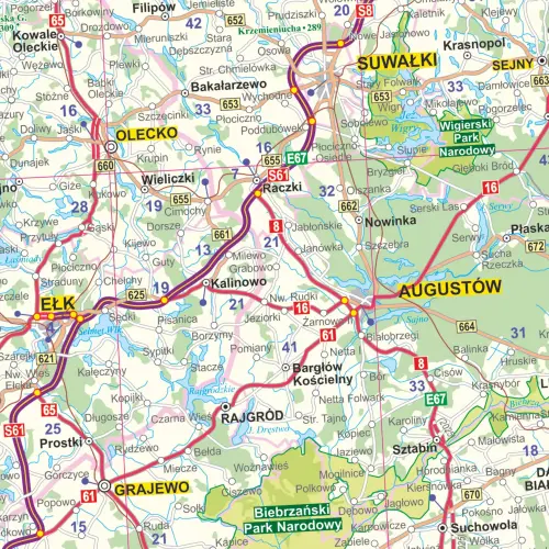 Polska mapa ścienna drogowa 1:700 000 - naklejka 117x100 cm, ArtGlob
