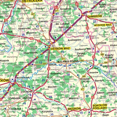 Polska mapa ścienna drogowa 1:700 000, 117x100 cm, SwiatMap.pl