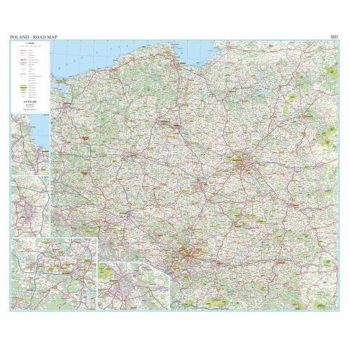 Polska mapa ścienna drogowa 1:700 000, 120x100 cm, ArtGlob