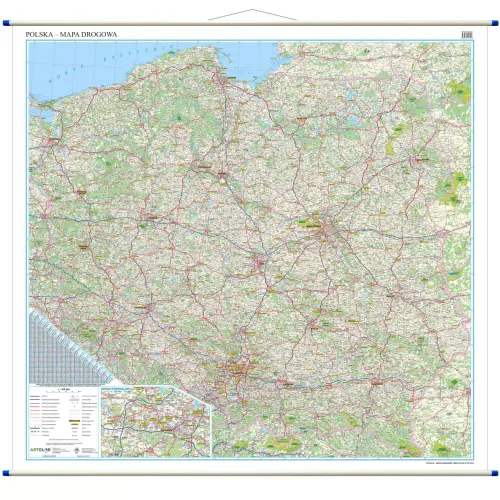 Polska mapa ścienna drogowa 1:500 000, 145x140 cm, ArtGlob