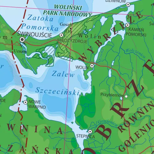 Polska mapa ścienna fizyczna 1:500 000, 145x140 cm, ArtGlob