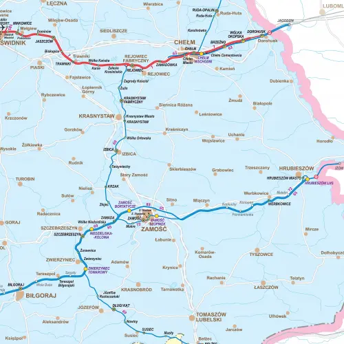 Polska - kolejowa mapa ścienna, 1:500 000 168x140 cm, ArtGlob