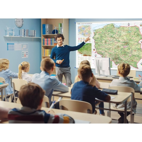 Aranż 1 - Polska. Szkolna mapa ścienna krajobrazowa 1:500 000, 194x140 cm, SwiatMap.pl