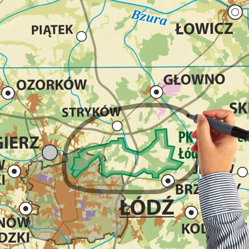 Polska. Szkolna mapa ścienna krajobrazowa 1:500 000, 194x140 cm, możliwość pisania mazakiem suchościeralnym, SwiatMap.pl