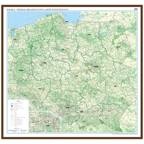 Polska - podział organizacyjny Lasów Państwowych mapa ścienna 1:500 000, 140x145 cm, ArtGlobPolska - podział organizacyjny Lasów Państwowych mapa ścienna 1:500 000, 140x145 cm, ArtGlob