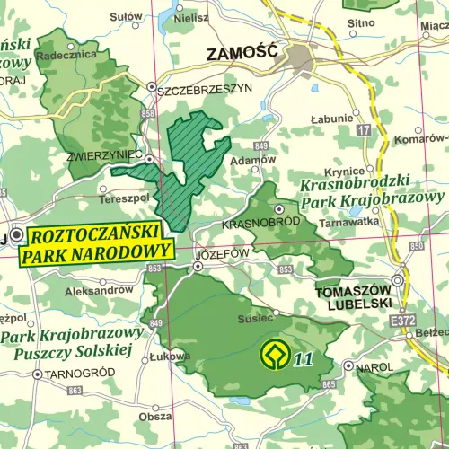 Polska - Parki Narodowe i Krajobrazowe mapa ścienna, 1:500 000, 140x145 cm, ArtGlob