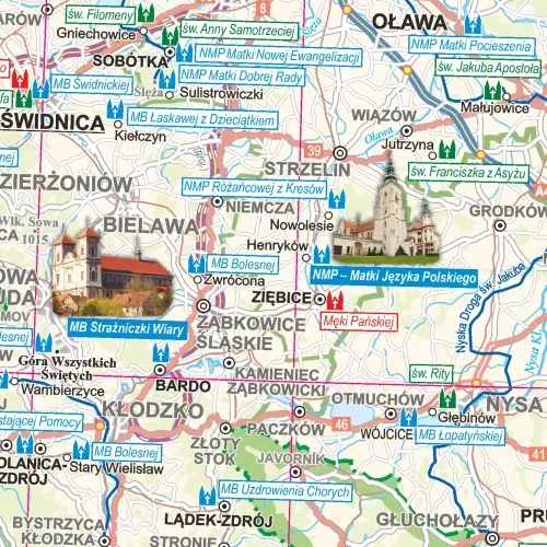 Polska mapa ścienna sanktuariów 1:600 000, 136x117 cm, ArtGlob