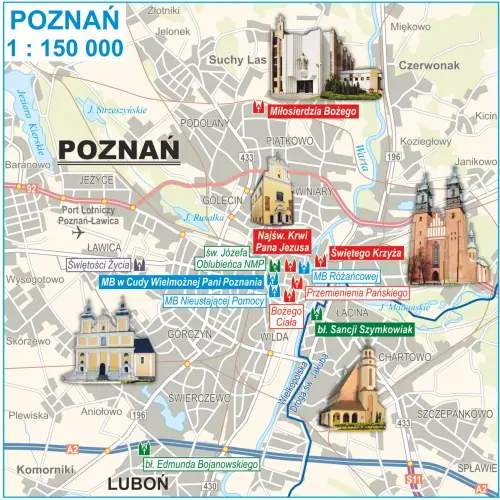 Polska mapa ścienna sanktuariów 1:600 000, 136x117 cm, ArtGlob
