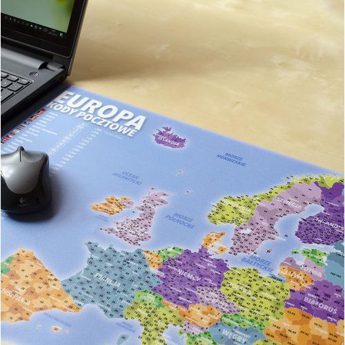 Aranż - Europa kody pocztowe mapa - podkładka na biurko, 58x38 cm, ArtGlob