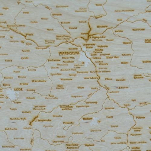 Polska mapa - drewniany obraz 3D, ArtGlob