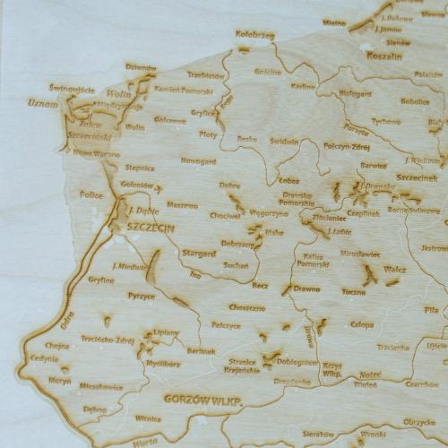 Polska mapa - drewniany obraz 3D, ArtGlob