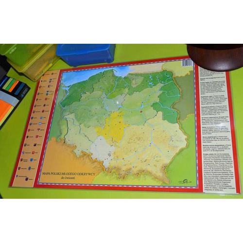 Aranż - Polska Młodego Odkrywcy mapa - dwustronna podkładka na biurko do ćwiczeń, 58x38 cm, ArtGlob