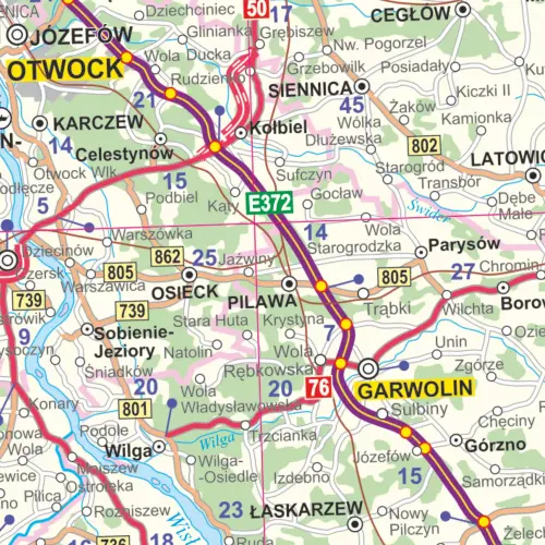 Polska mapa ścienna drogowa 1:350 000, 205x200 cm, ArtGlob