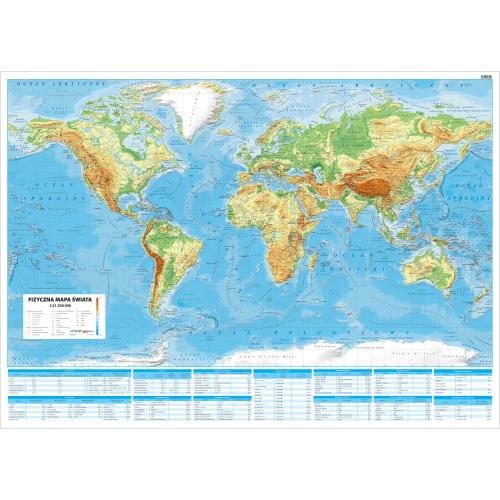 Świat. Mapa ścienna fizyczna, 1:21 200 000, 194x139 cm, ArtGlob